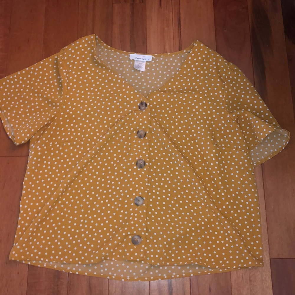 Yellow button down top
